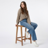 Buy Boho Bali Design Barstool - 67 CM - Leather and Wood - Sophie Brown 60472 at MyFaktory